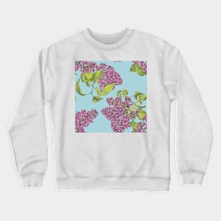 Lilac flower on blue Crewneck Sweatshirt